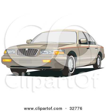 Clipart Illustration of a Gold Mercury Grand Marquis Car by David Rey