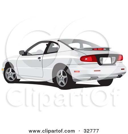 Clipart Illustration of a White Pontiac Sunfire Car by David Rey