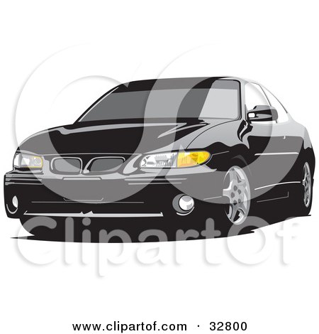 Clipart Illustration of a Black Pontiac Grand Prix Car With Tinted Windows by David Rey
