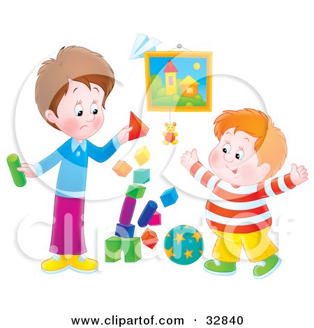 brothers playing clipart