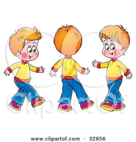 Clipart Illustration of Three Little Boys Spinning And Running by Alex Bannykh