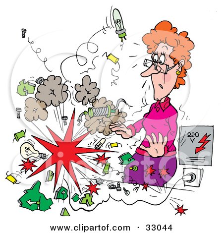 Clipart Illustration of an Explosion Shocking A Female Teacher by Alex Bannykh