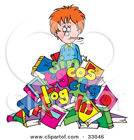 Clipart Illustration of a Female Teacher Buried In Letters And Books by Alex Bannykh