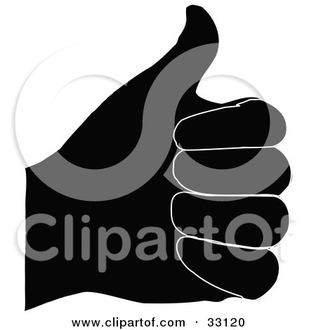 Clipart Illustration of a Black Silhouetted Hand Giving The Thumbs Up by elaineitalia