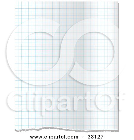 Clipart Illustration of a Background Of Blue Grid Lines On Graph Paper With A Torn Edge On The Bottom by elaineitalia