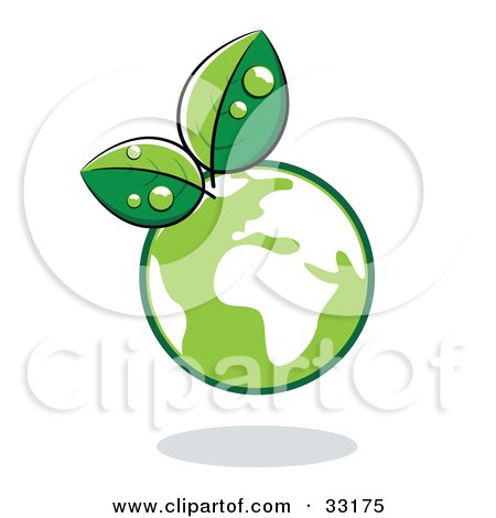 Clipart Illustration of Organic Leaves Sprouting From A Green Globe by beboy