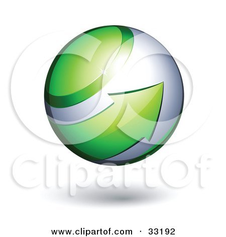 Clipart Illustration of a Silver 3d Sphere Circled By A Green Arrow by beboy