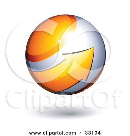 Clipart Illustration of a Silver 3d Sphere Circled By A Yellow Arrow by beboy
