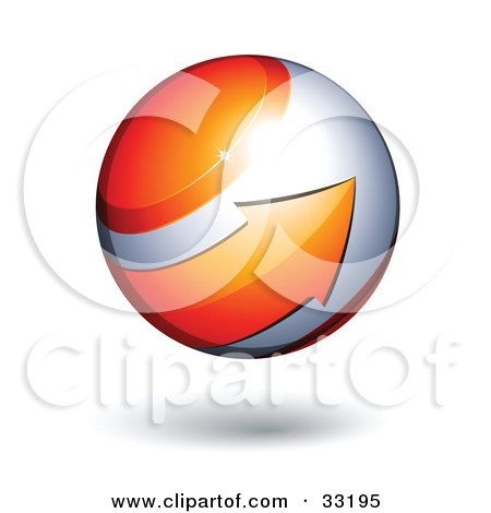 Clipart Illustration of a Silver 3d Sphere Circled By An Orange Arrow by beboy