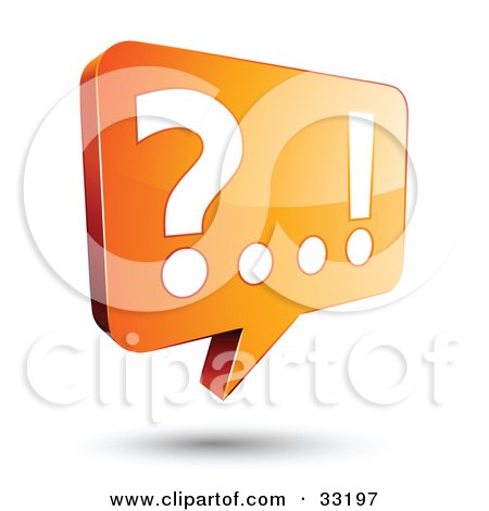 Clipart Illustration of a Question Mark And Exclamation Point Appearing On An Orange Instant Messenger Chat Window by beboy