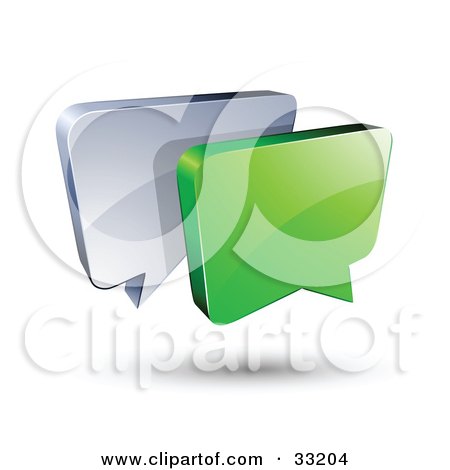 Clipart Illustration of Green And Silver Instant Messenger Boxes Communicating  by beboy