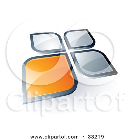 Clipart Illustration of One Orange Petal Standing Out From Three Silver Petals by beboy