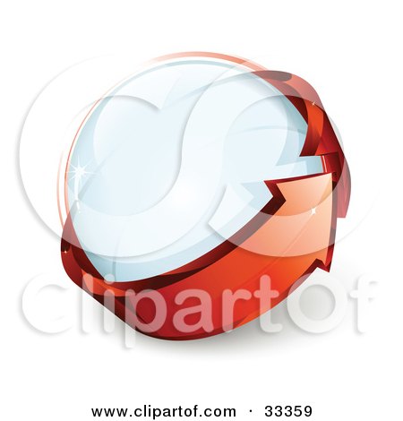 Clipart Illustration of a Glass Orb Being Circled By A Red Arrow by beboy