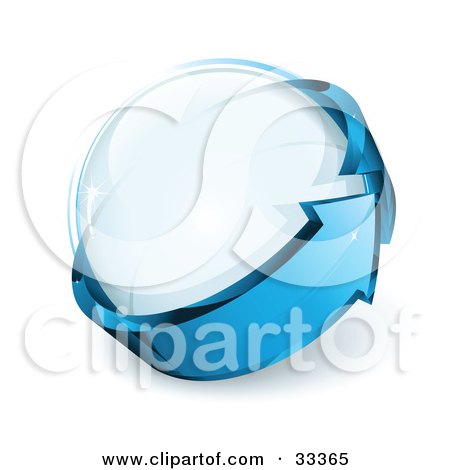Clipart Illustration of a Transparent Orb Being Circled By A Blue Arrow by beboy