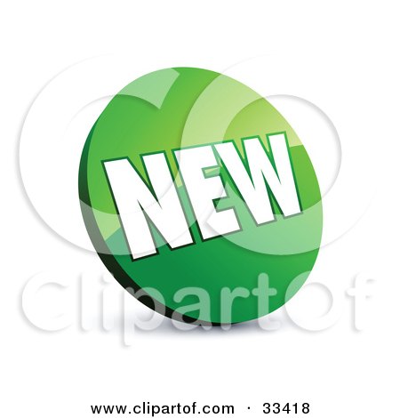 Clipart Illustration of a Circular Green Label With White NEW Text by beboy
