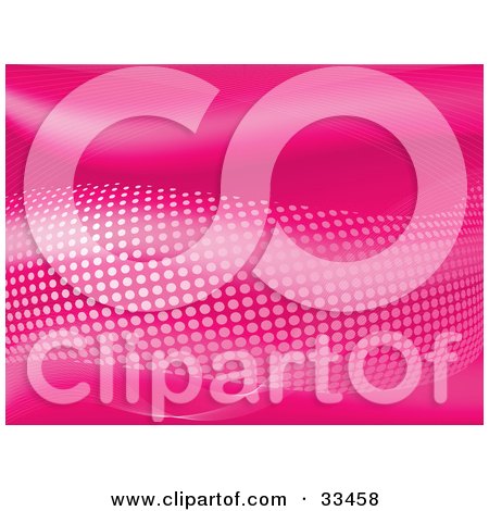 Clipart Illustration of a Wave Of Shiny Dots On A Pink Background by elaineitalia