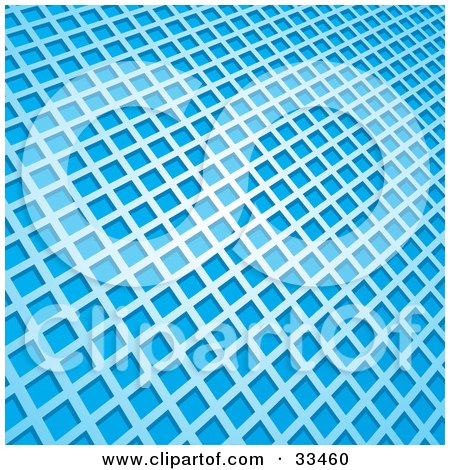 Clipart Illustration of a Pattern Of White Square Grids Over A Blue Background by elaineitalia