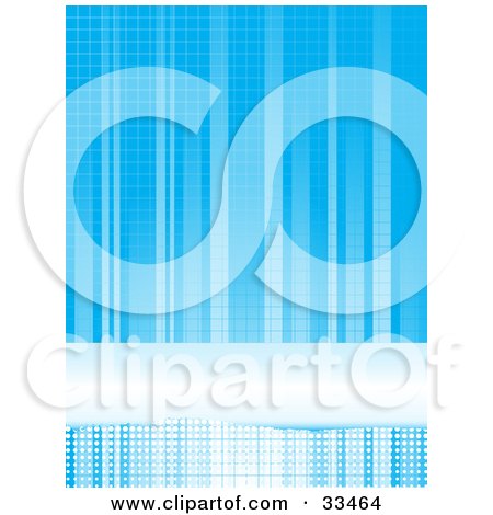 Clipart Illustration of a Blue Background Of Gradient Blue Lines, Dots And A Bar With A Grid Pattern by elaineitalia