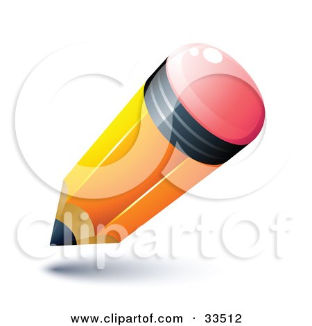 Clipart Illustration of a Short Yellow Pencil With An Eraser by beboy