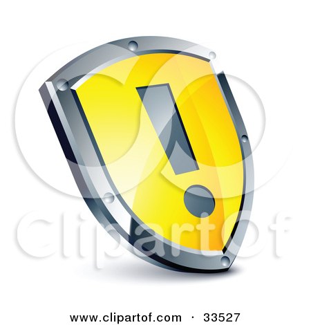 Clipart Illustration of an Exclamation Point On A Yellow Shield by beboy