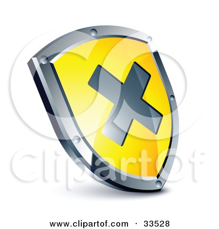 Clipart Illustration of an X On A Yellow Shield by beboy