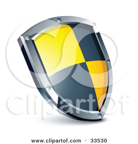 Clipart Illustration of a Black And Yellow Checkered Shield by beboy