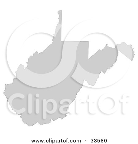 Clipart Illustration of a Gray State Silhouette Of West Virginia, United States, On A White Background by Jamers