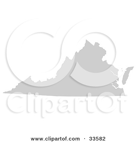 Clipart Illustration of a Gray State Silhouette Of Virginia, United States, On A White Background by Jamers
