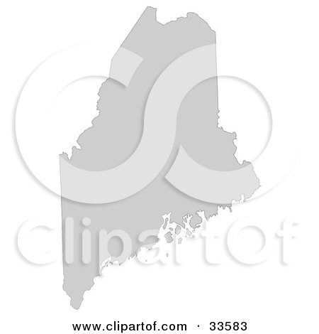 Clipart Illustration of a Gray State Silhouette Of Maine, United States, On A White Background by Jamers