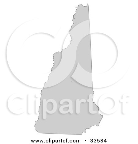 Clipart Illustration of a Gray State Silhouette Of New Hampshire, United States, On A White Background by Jamers