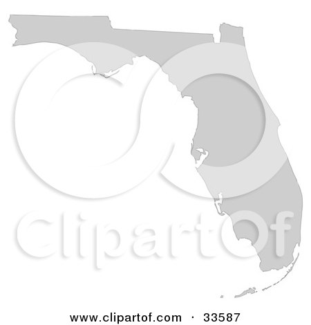 Clipart Illustration of a Gray State Silhouette Of Florida, United States, On A White Background by Jamers