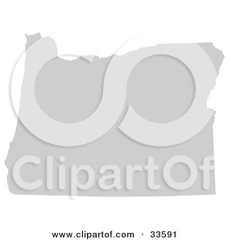 Clipart Illustration of a Gray State Silhouette Of Oregon, United States, On A White Background by Jamers