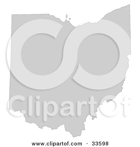 Clipart Illustration of a Gray State Silhouette Of Ohio, United States, On A White Background by Jamers
