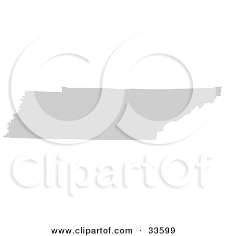 Clipart Illustration of a Gray State Silhouette Of Tennessee, United States, On A White Background by Jamers