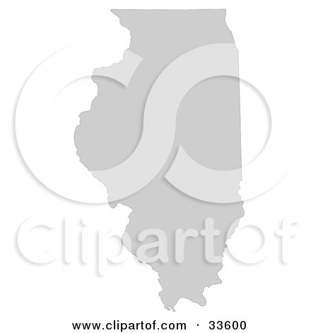 Clipart Illustration of a Gray State Silhouette Of Illinois, United States, On A White Background by Jamers