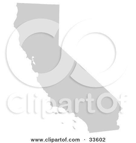 Clipart Illustration of a Gray State Silhouette Of California, United States, On A White Background by Jamers