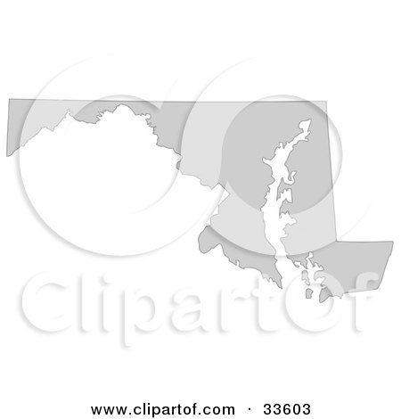 Clipart Illustration of a Gray State Silhouette Of Maryland, United States, On A White Background by Jamers