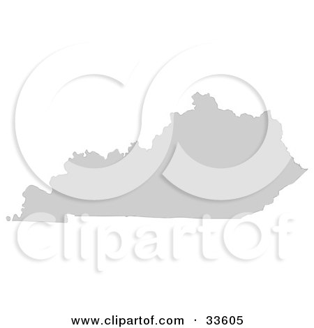 Clipart Illustration of a Gray State Silhouette Of Kentucky, United States, On A White Background by Jamers