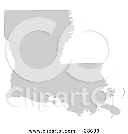 Clipart Illustration of a Gray State Silhouette Of Louisiana, United States, On A White Background by Jamers