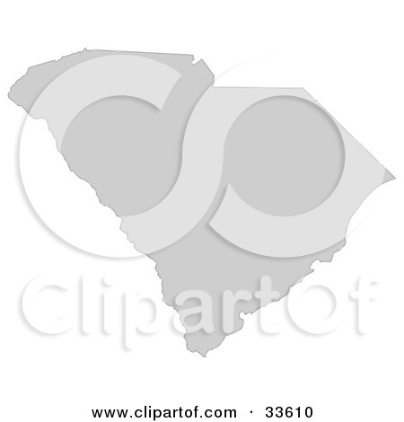 Clipart Illustration of a Gray State Silhouette Of South Carolina, United States, On A White Background by Jamers