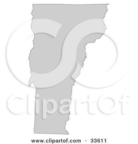 Clipart Illustration of a Gray State Silhouette Of Vermont, United States, On A White Background by Jamers