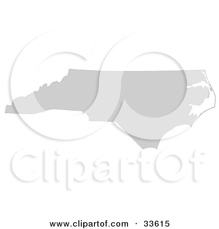 Clipart Illustration of a Gray State Silhouette Of North Carolina, United States, On A White Background by Jamers