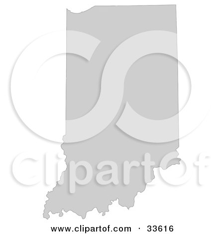Clipart Illustration of a Gray State Silhouette Of Indiana, United States, On A White Background by Jamers