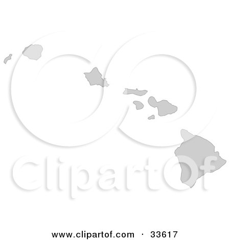 Clipart Illustration of a Gray State Silhouette Of Hawaii, United States, On A White Background by Jamers