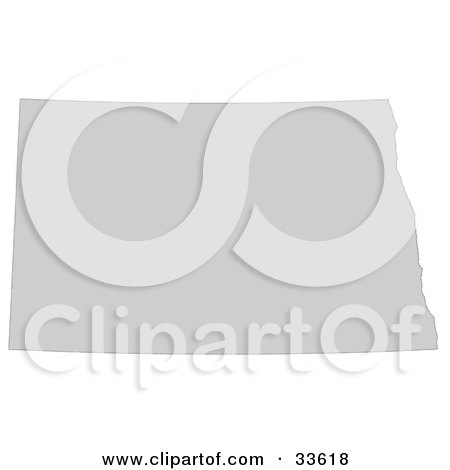 Clipart Illustration of a Gray State Silhouette Of North Dakota, United States, On A White Background by Jamers