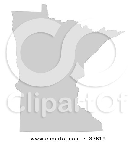 Clipart Illustration of a Gray State Silhouette Of Minnesota, United States, On A White Background by Jamers