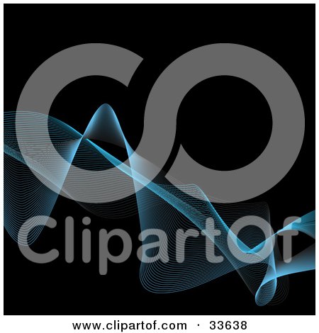 Clipart Illustation of a Black Background With Lines Of Blue Waves by KJ Pargeter