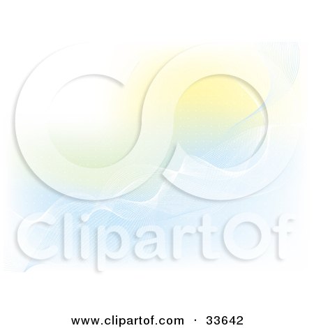 Clipart Illustation of Waves Of White Twisting Over A Blue And Yellow Background  by KJ Pargeter