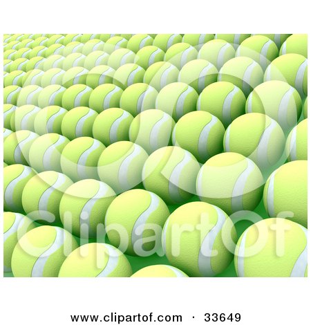 Clipart Illustation of Rows Of Newly Made Yellow Tennis Balls by KJ Pargeter