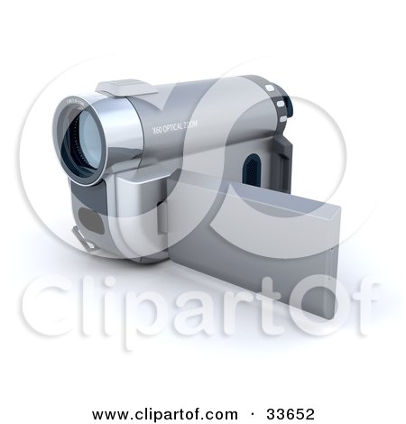 Clipart Illustation of a 3d Video Camera With The Screen Flap Open by KJ Pargeter